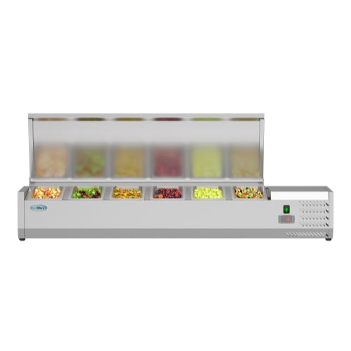 59 in. Six Pan Refrigerated Countertop Condiment Prep Station