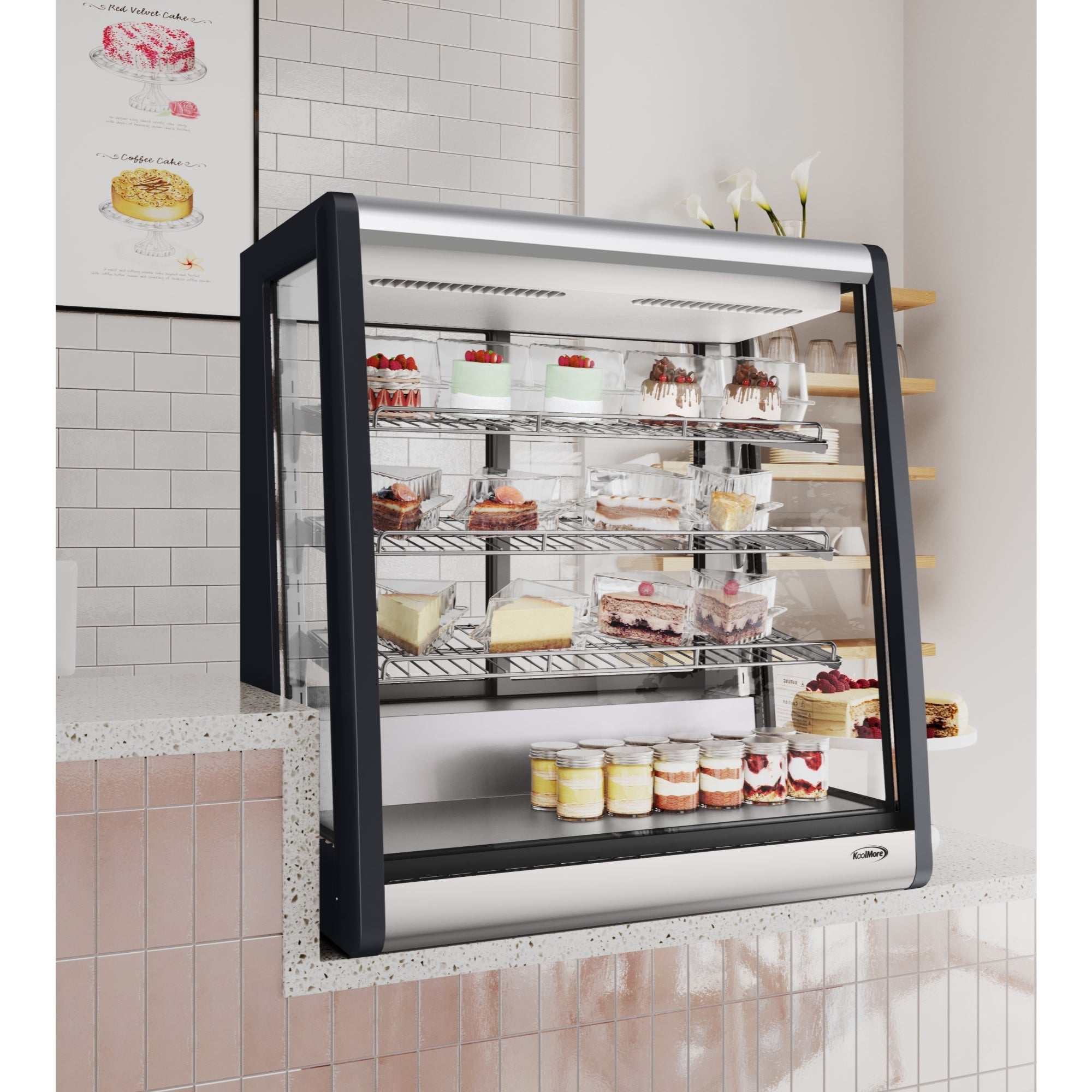 31 in. 4-Tier Commercial Countertop Display Refrigerator in Stainless-Steel