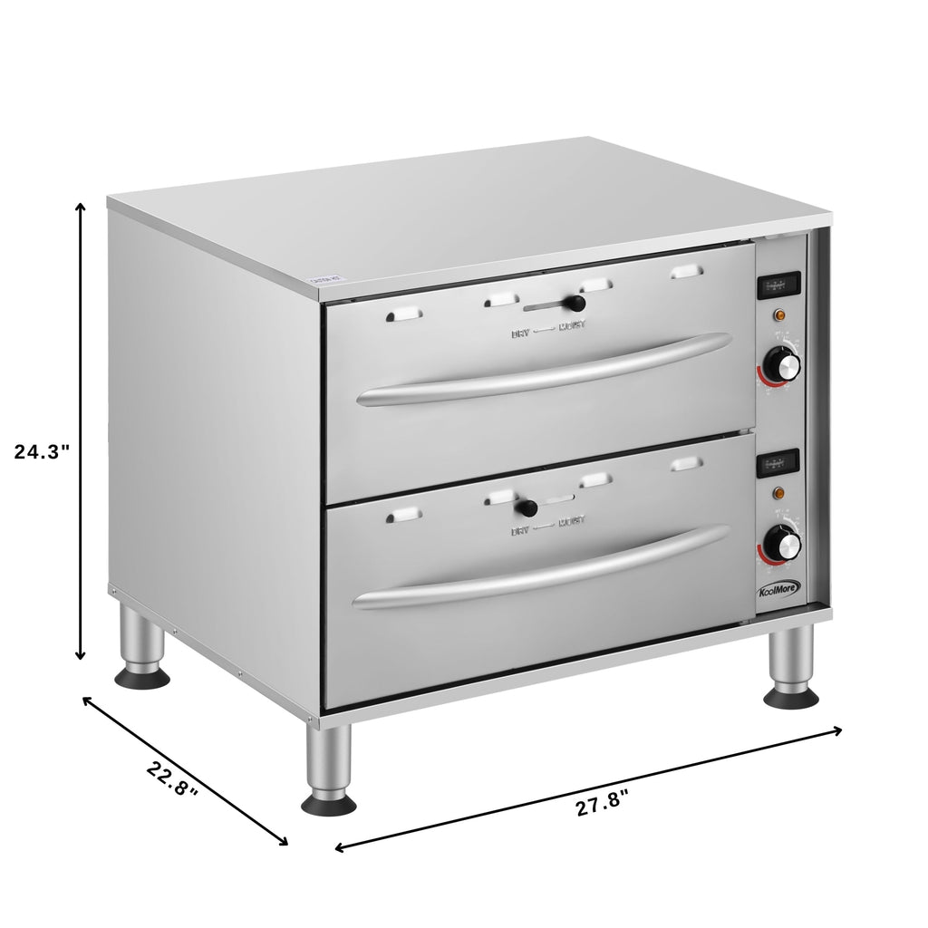 Two-Drawer Commercial Free Standing Warming Drawers in Stainless-Steel