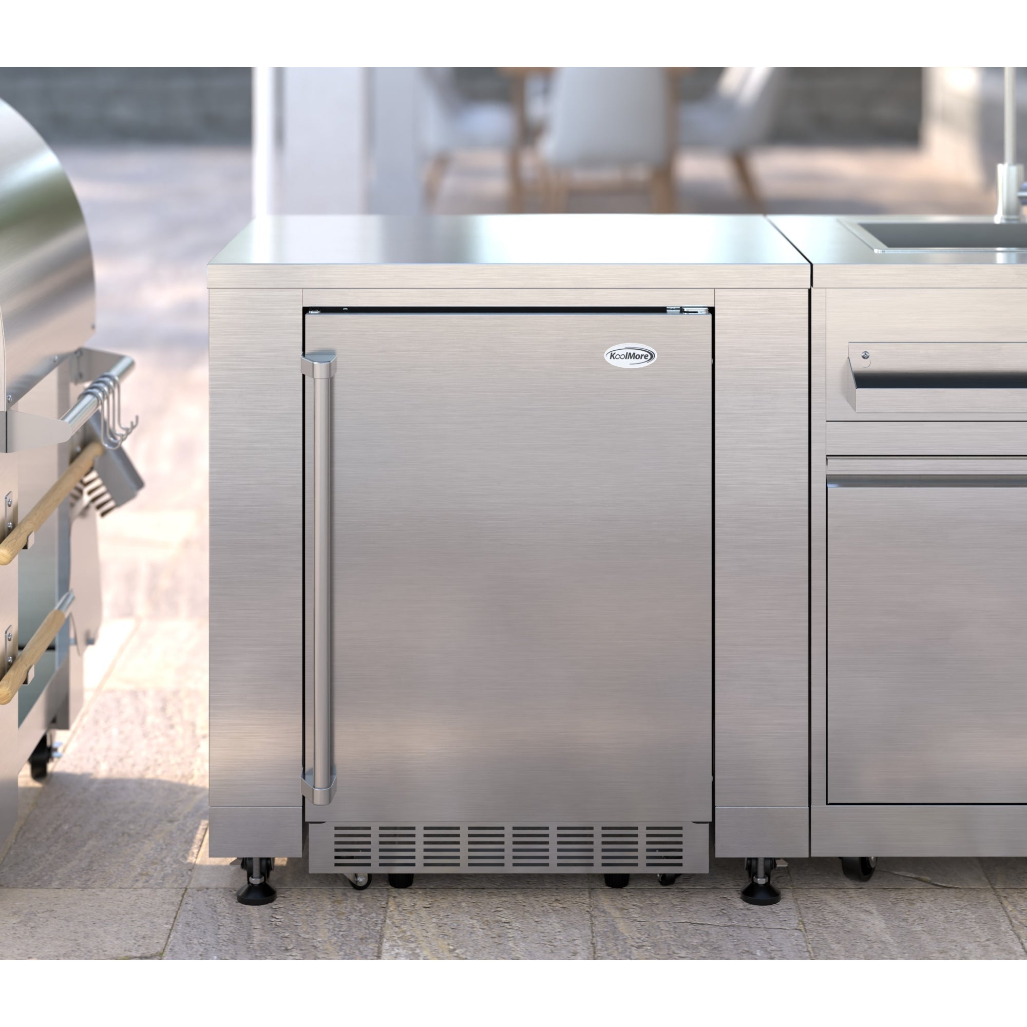 24 in. Outdoor Kitchen Stainless Steel Refrigerator 5.5 cu. ft. Capacity with Automatic defrost, Blue LED Lighting and IPX4 Rating, CSA Listed
