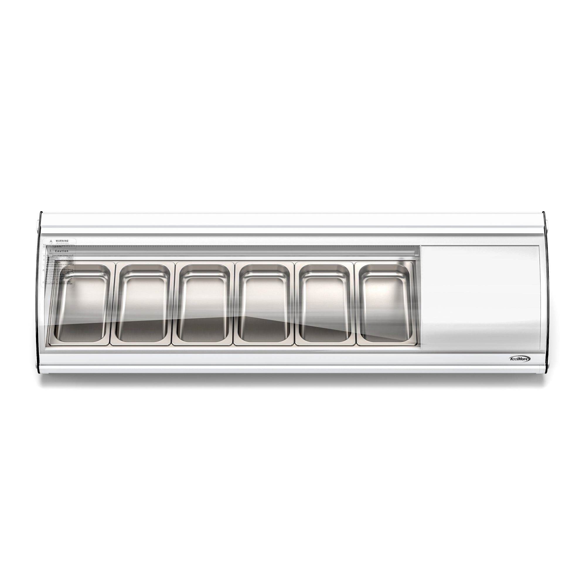 60 in. Glass Sushi Countertop Display Refrigerator with 6 Stainless Steel Trays in White