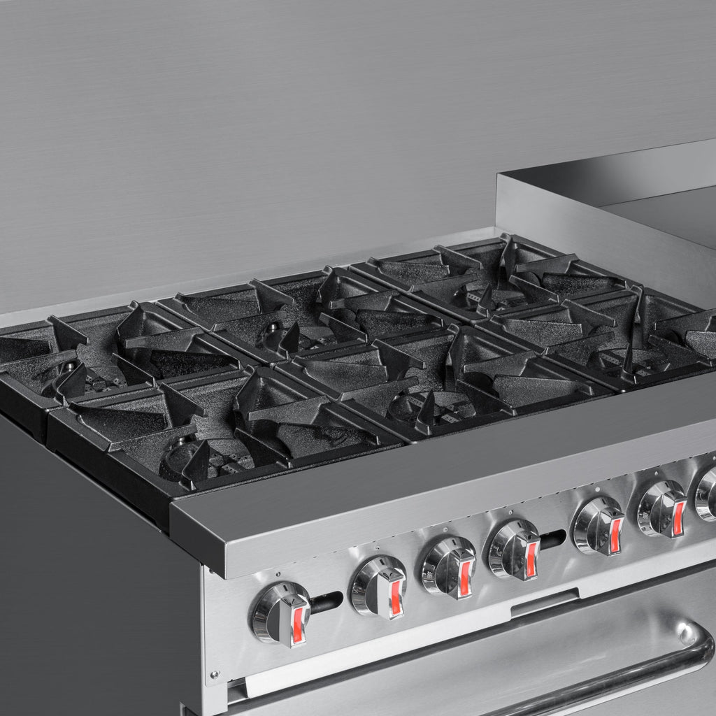 60 in. 6 Burner Commercial LP Range with 24 in. Griddle in Stainless-Steel