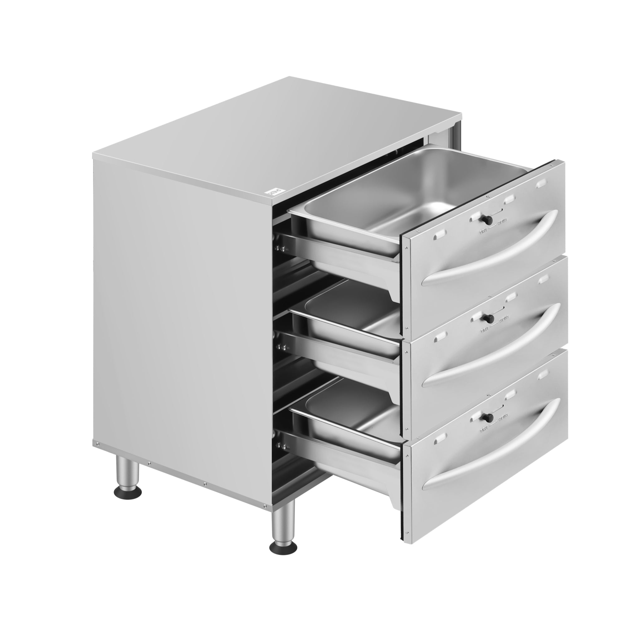 Three-Drawer Commercial Free Standing Warming Drawer in Stainless-Steel