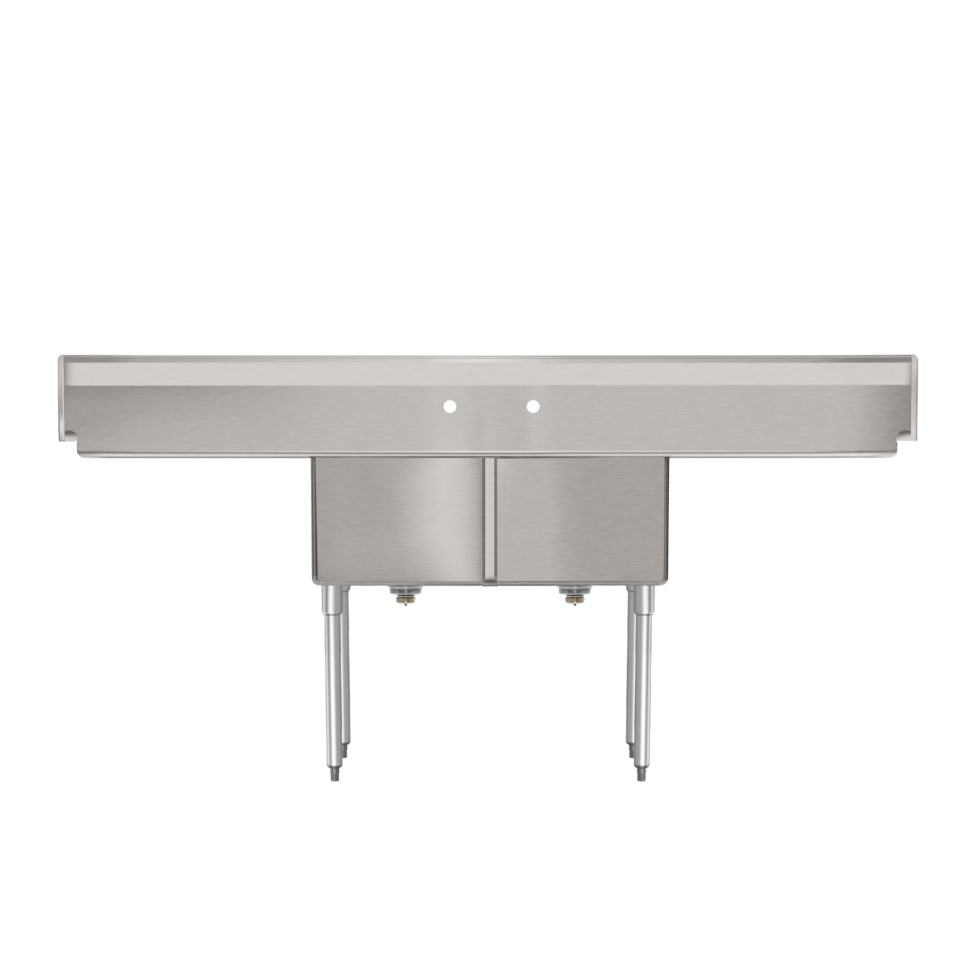 84 in. 18-Gauge 2-Compartment Commercial Sink with Backsplash and 24 in. Dual Drainboards, Bowl dimensions 18"x24"x14" in Stainless-Steel