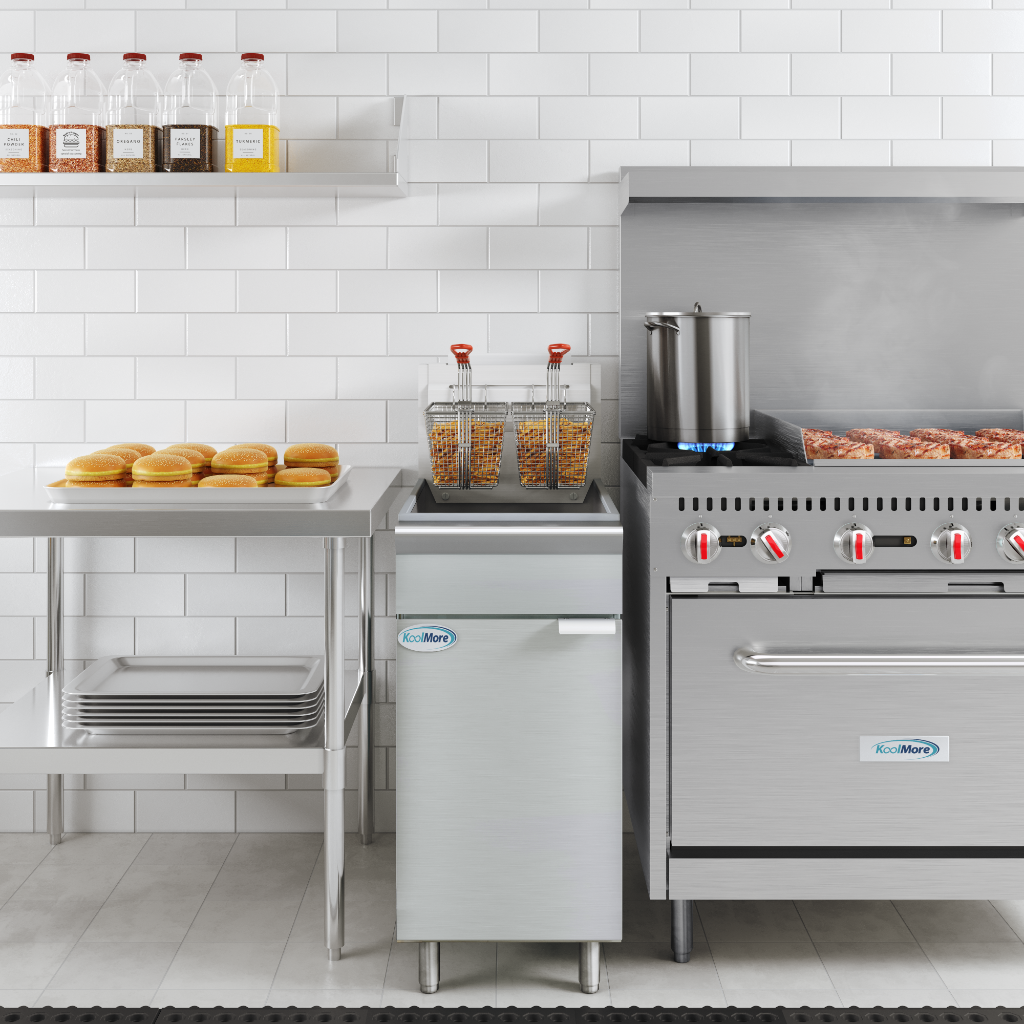 40 lb. Floor Standing Natural Gas Commercial Fryer with 90,000 BTU in Stainless-Steel, ETL Listed