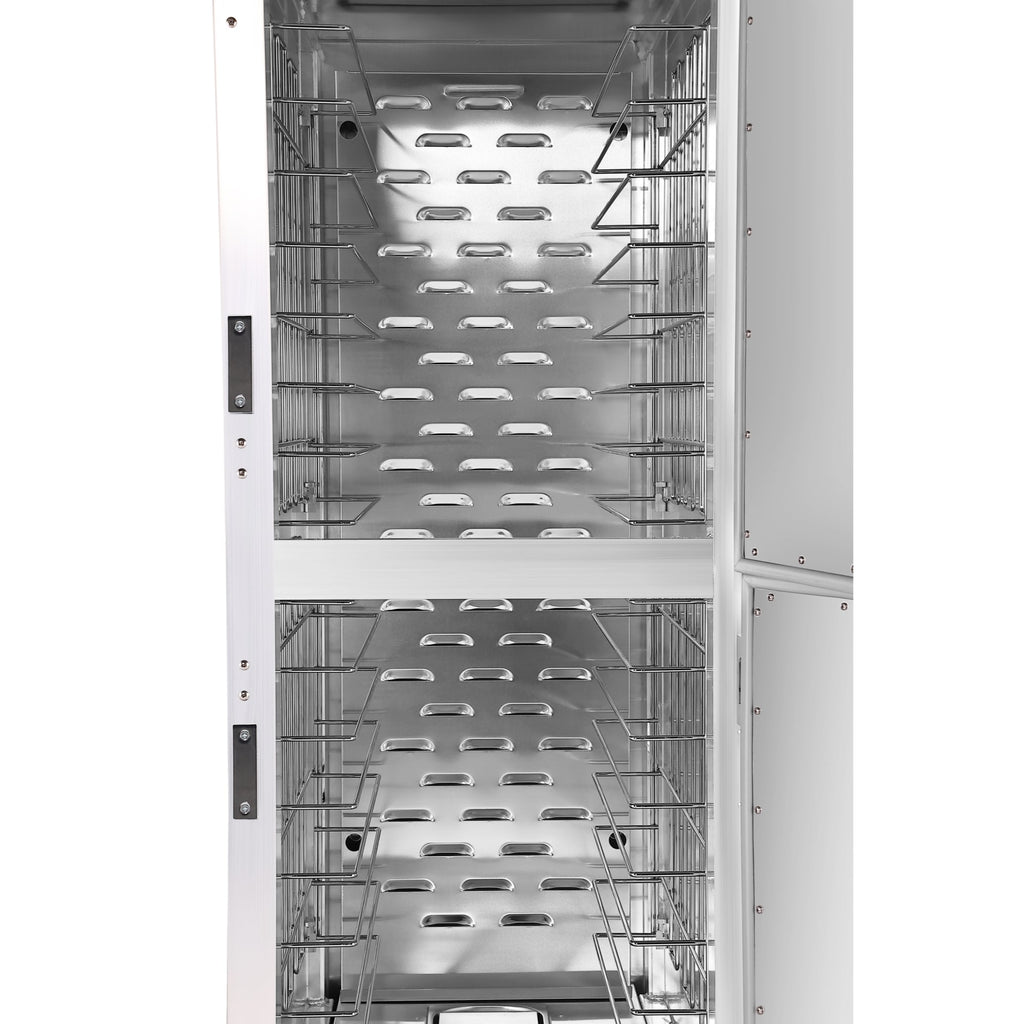 33 in. Commercial Insulated Heated Holding/Proofing  Cabinet with Wire Racks and Solid Dutch Doors in Silver