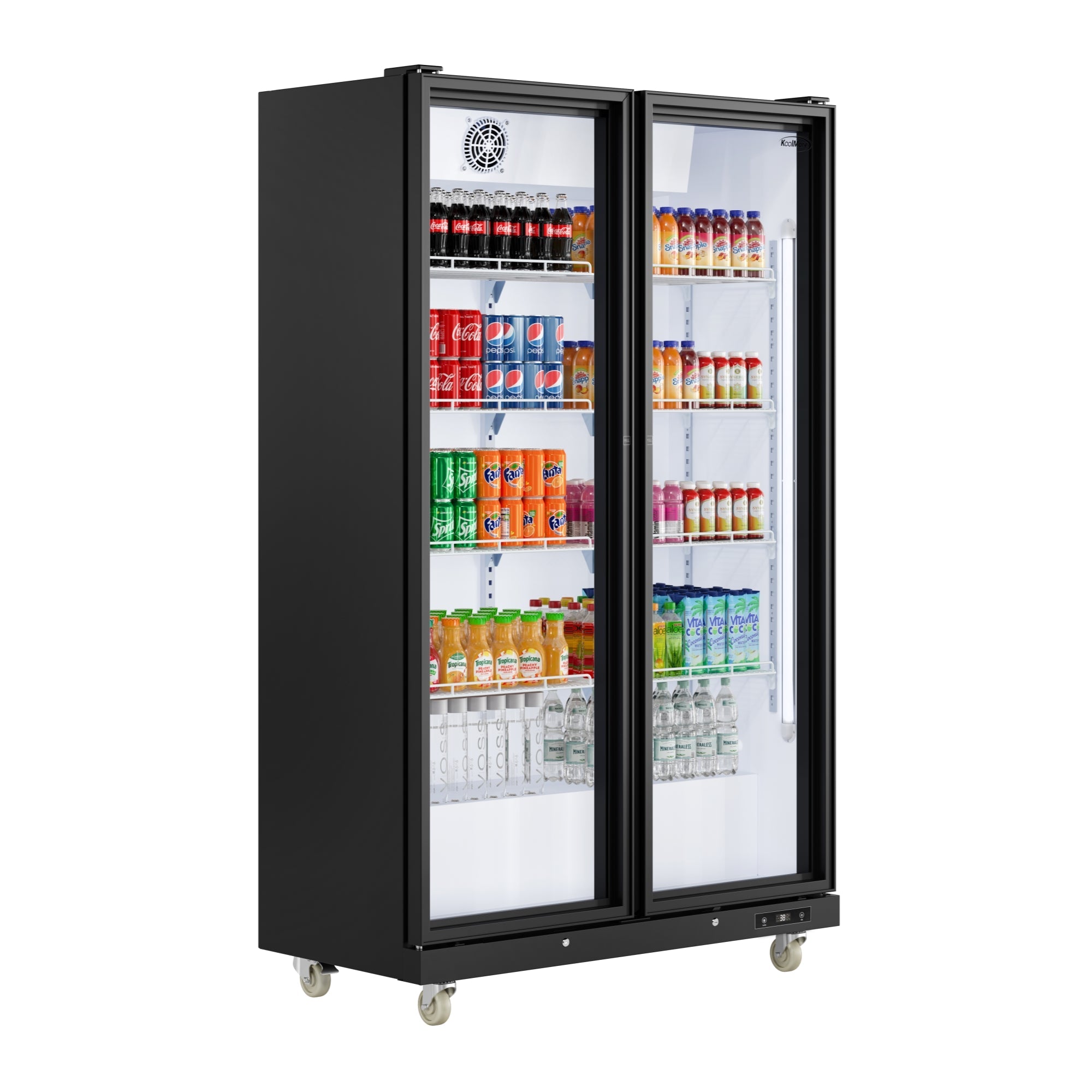 47 in. Commercial 2 Fully Glass Door Merchandiser Refrigerator, 30 Cu. Ft., ETL Listed in Black