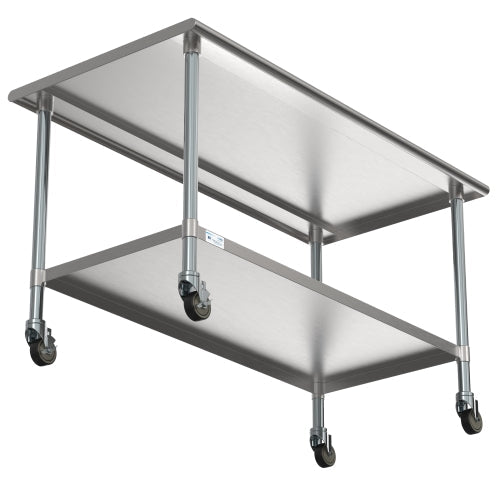 30" x 60" 18-Gauge 304 Stainless Steel Commercial Work Table with Casters