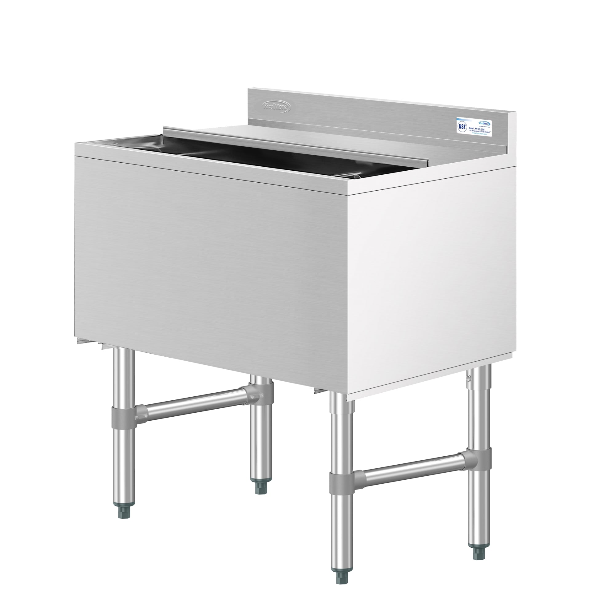 30 in. Commercial Underbar Ice Bin with Siding Lid in Stainless Steel