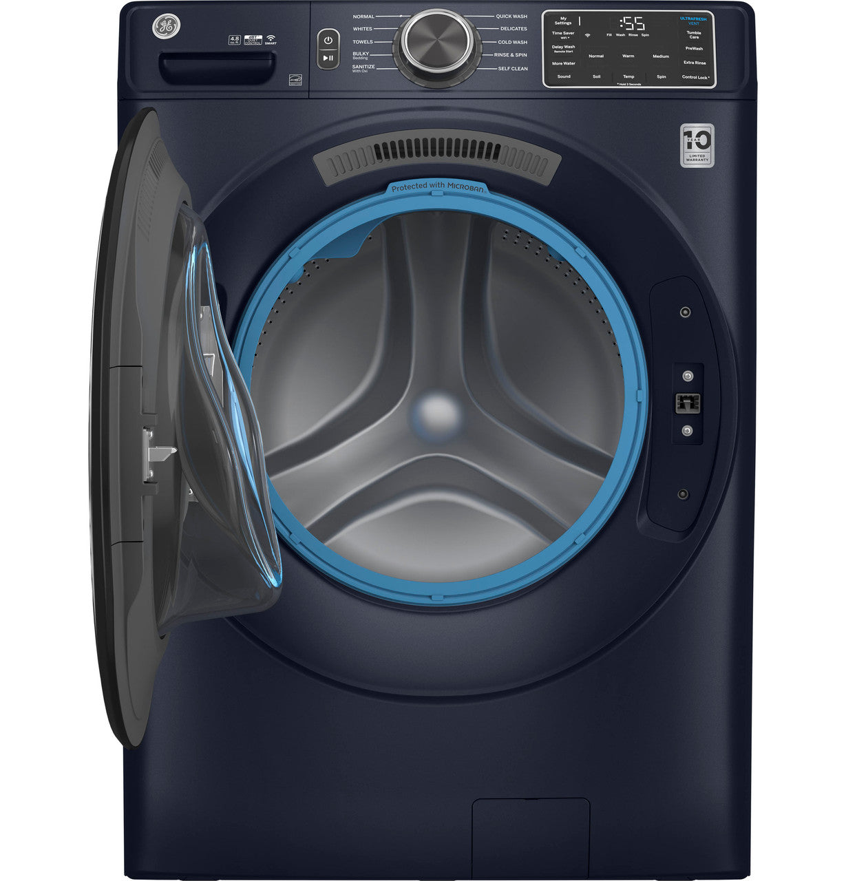 GE GE® ENERGY STAR® 4.8 cu. ft. Capacity Smart Front Load Washer with UltraFresh Vent System with OdorBlock™ and Sanitize w/Oxi