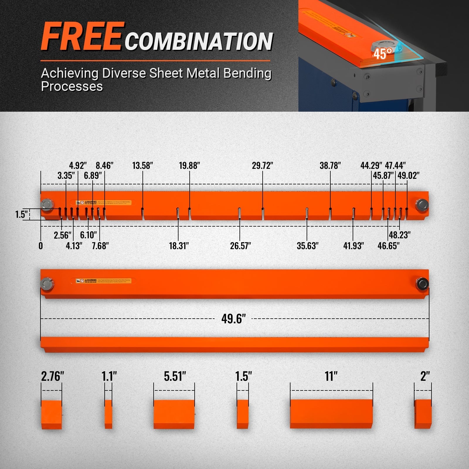 MechMaxx 650e Magnetic Pan and Box Brakes 48" Industrial Heavy Duty Sheet Metal Brake 20 Gauge Capacity New