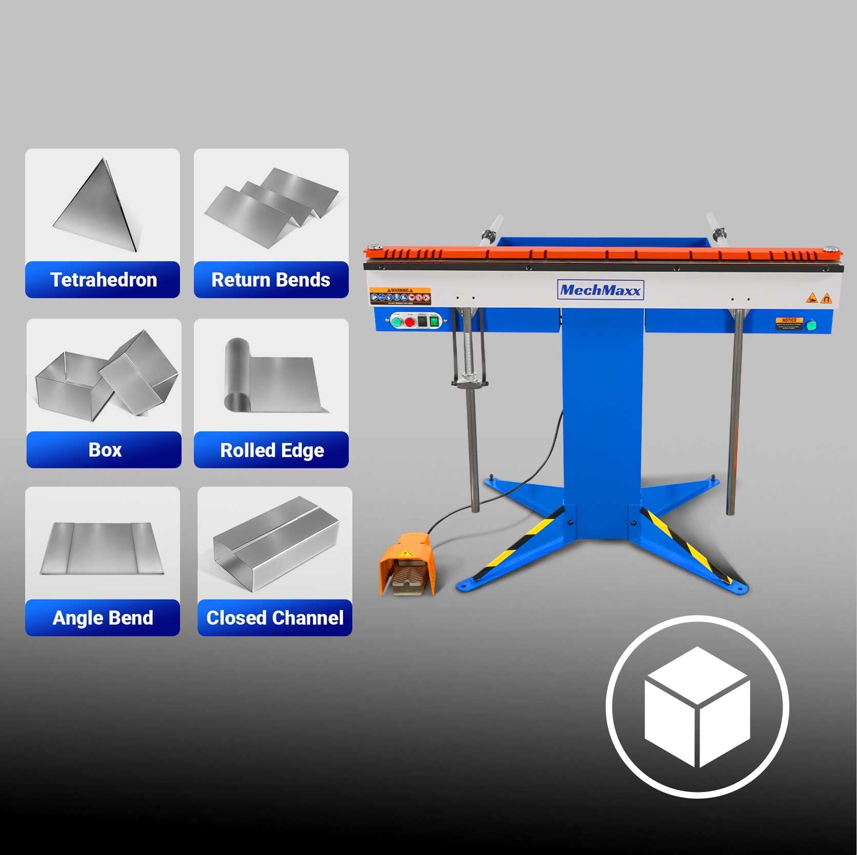 48'' Industrial Magnetic Pan and BOX Heavy Duty Sheet Metal Brake 20 Gauge Capacity Shear Press Brake,  MSMB1250E