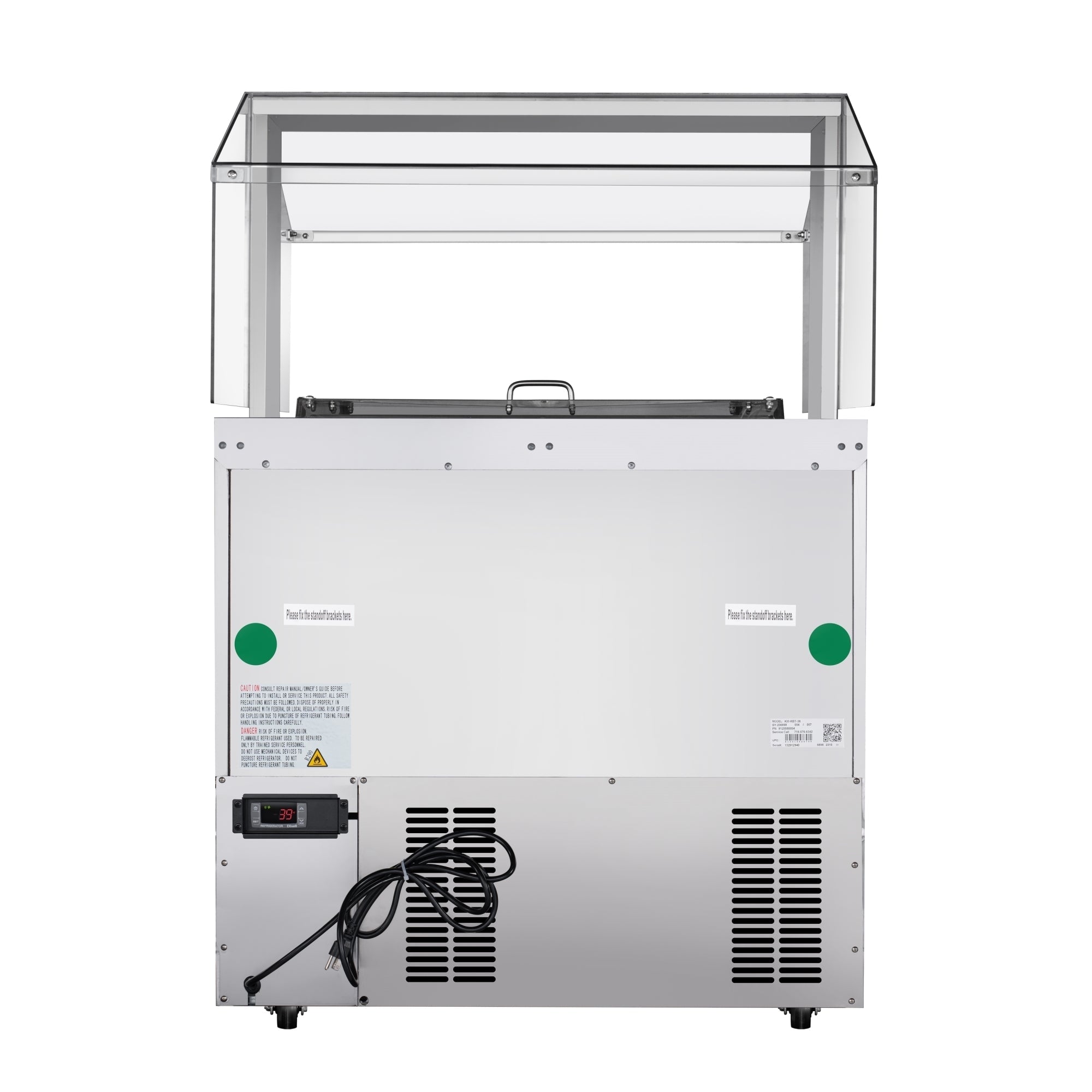 36 in. Commercial Refrigerated Prep Station with Sneeze Guard and Buffet Slide, 6-Pan (Not Included) with Cover Capacity and Two Adjustable Shelves in Stainless Steel, ETL Listed