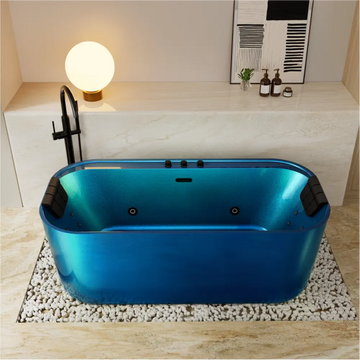 Empava Whirlpool Bathtub 67" Acrylic Freestanding with Center Drain Blue Diamond New