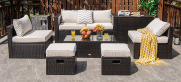Costway 8-Pc Patio Rattan Sofa Furniture Set Storage Box White 26357819 New