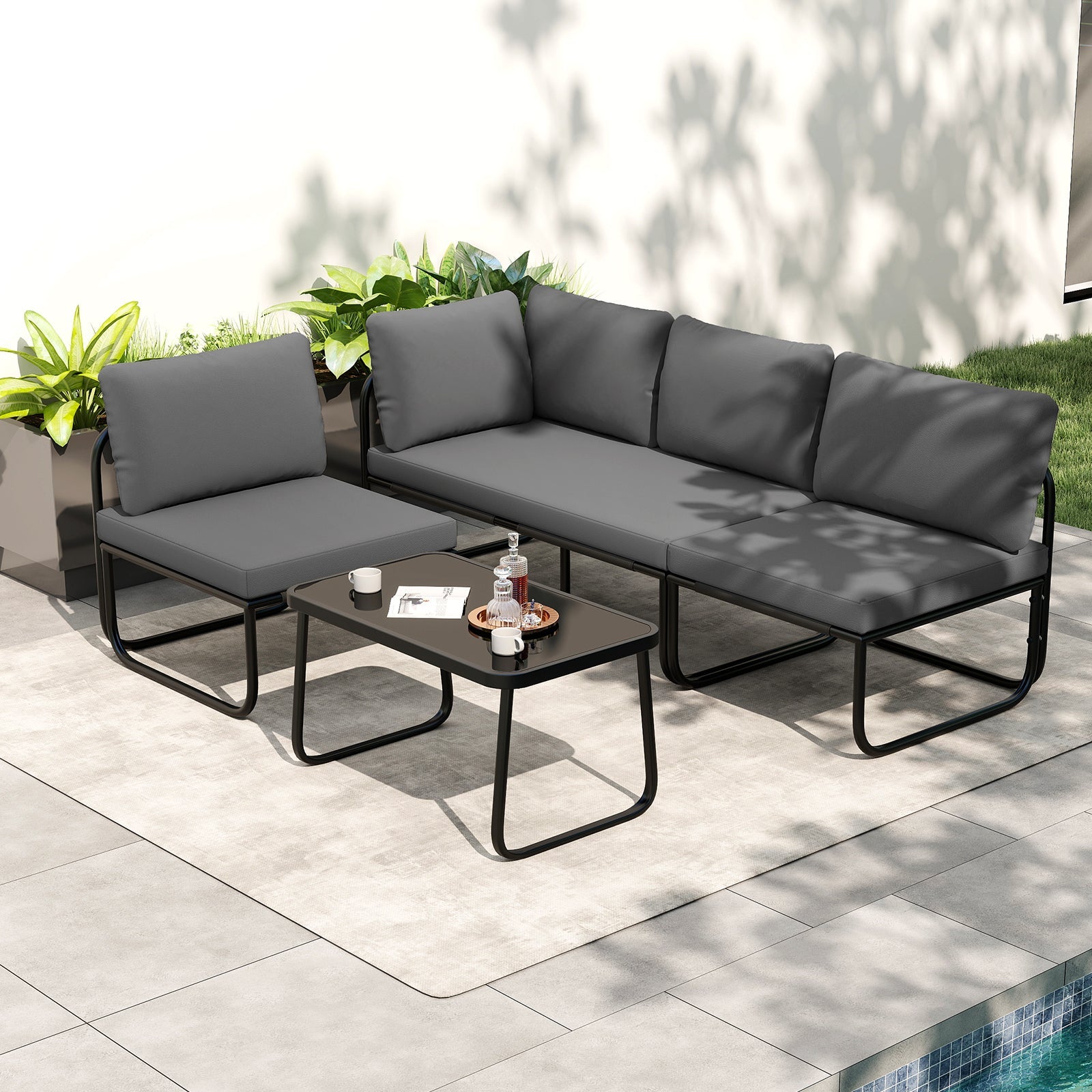 Costway 4-Piece Patio Furniture Set with Cushions & Coffee Table 64437121 New