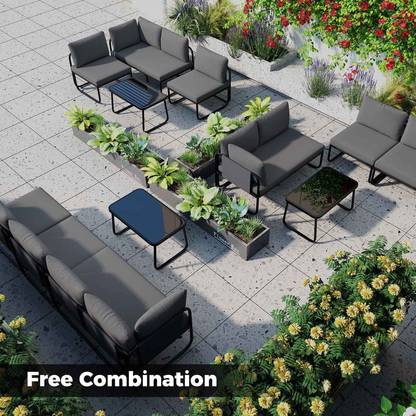 Costway 4-Piece Patio Furniture Set with Cushions & Coffee Table 64437121 New