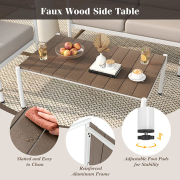 Costway 4-Pc Patio Furniture Set w/ Thick Cushions & Coffee Table Gray 517426938 New