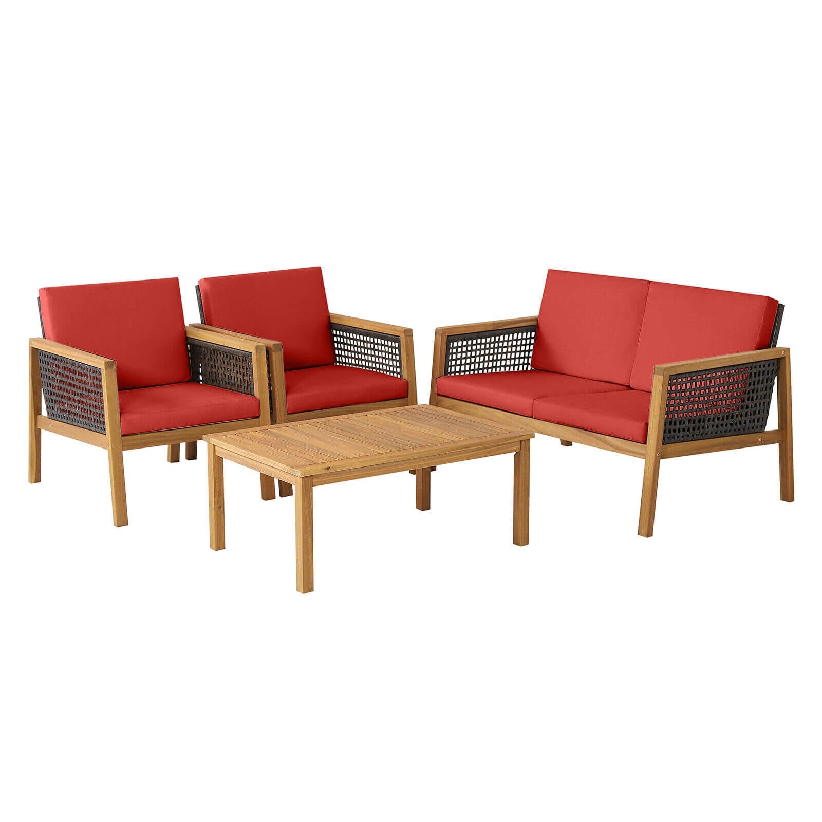 Costway 4-Piece Patio Rattan Furniture Set Removable Cushions White 42961830 New