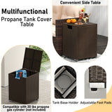 Costway 4-Pc Outdoor Patio Furniture Set w/ 32" Fire Pit Table & Propane Tank Cover 895674321 New