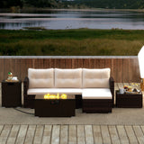 Costway 4-Pc Outdoor Patio Furniture Set w/ 32" Fire Pit Table & Propane Tank Cover 895674321 New