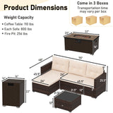 Costway 4-Pc Outdoor Patio Furniture Set w/ 32" Fire Pit Table & Propane Tank Cover 895674321 New