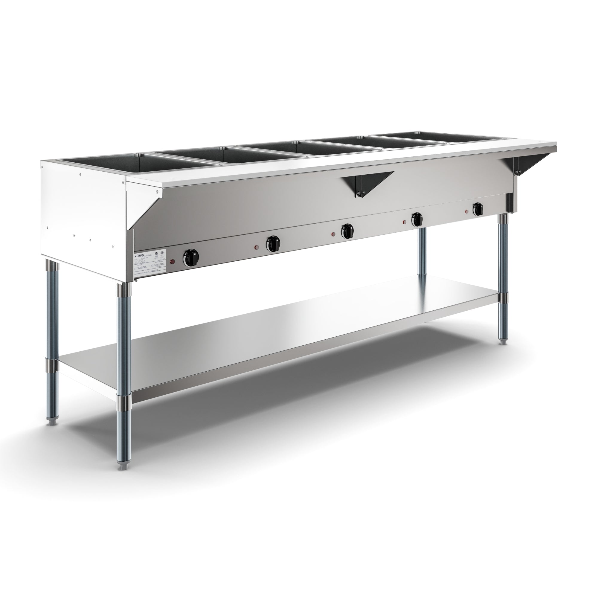 Five Pan Open Well Electric Steam Table with Undershelf, 240V