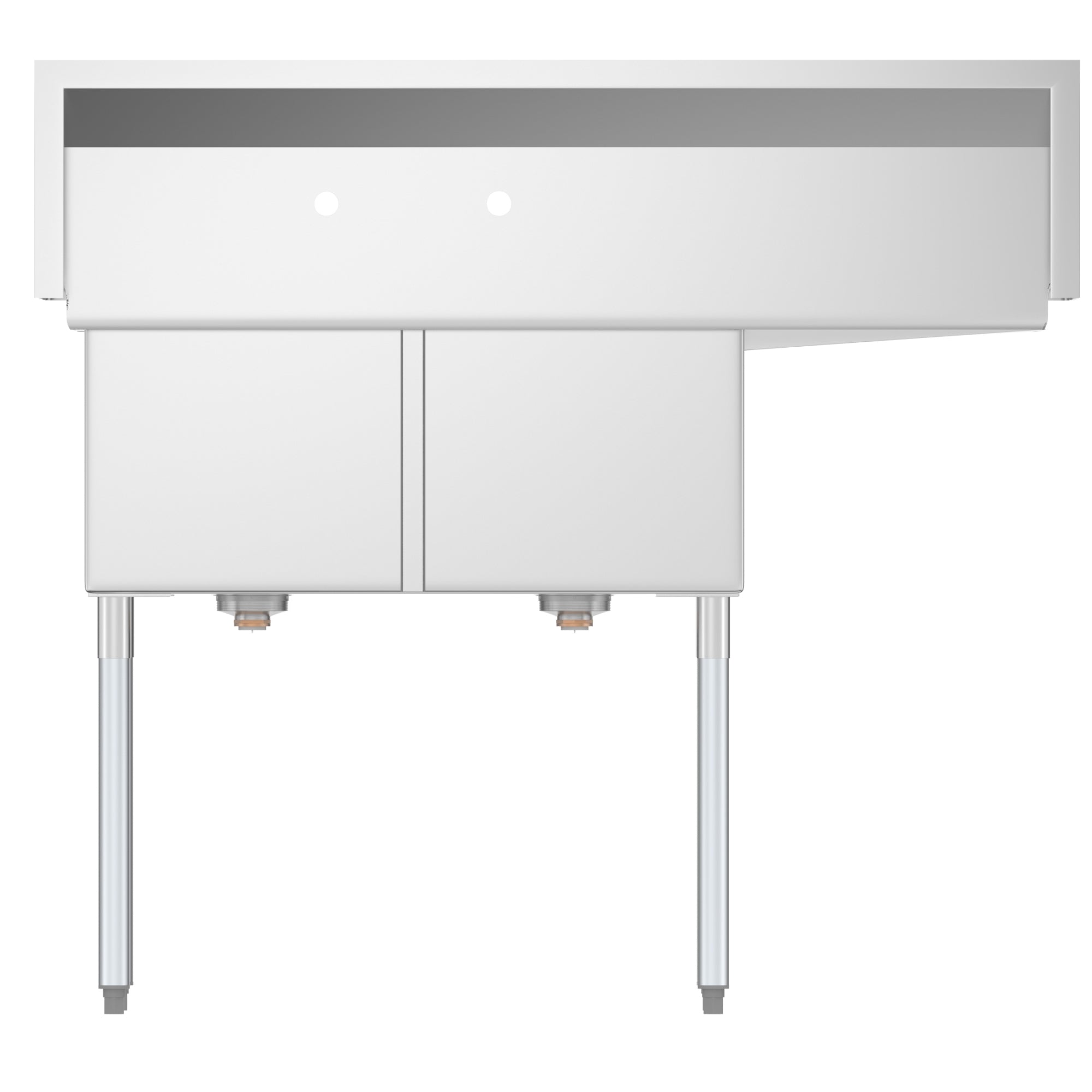 48 in. Two Compartment Stainless Steel Commercial Sink with 2 Drainboards, Bowl Size 15"x 15"x 12"