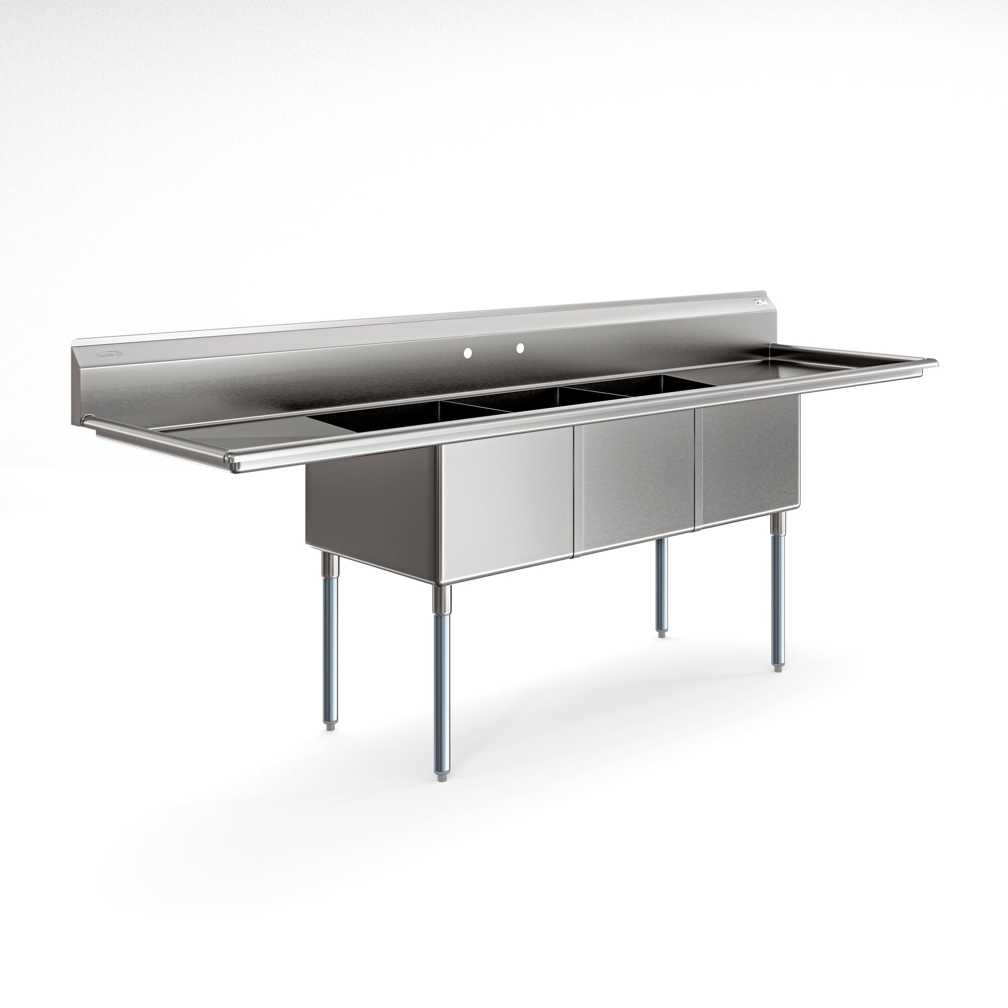 102 in. Three Compartment Commercial Sink Bowl Size 18x24x14 Stainless-Steel 18 Gauge with Two Drainboards