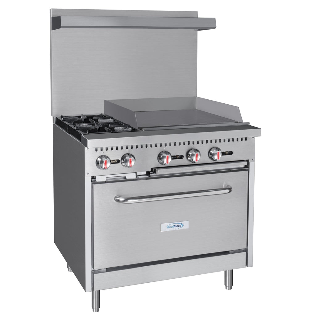 36 in. 2 Burner Commercial LP Range with 24 in. Griddle in Stainless-Steel