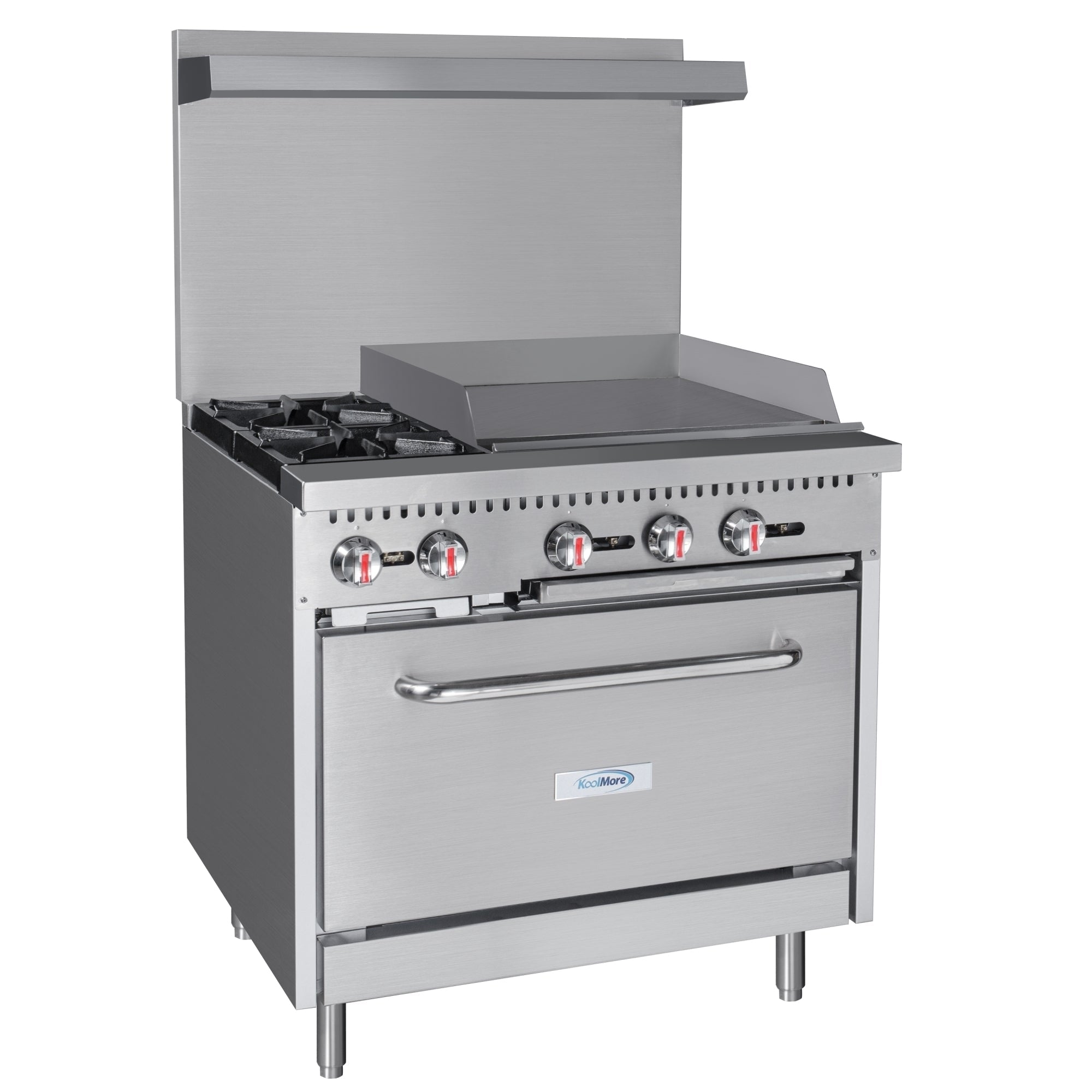 36 in. 2 Burner Commercial LP Range with 24 in. Griddle in Stainless-Steel