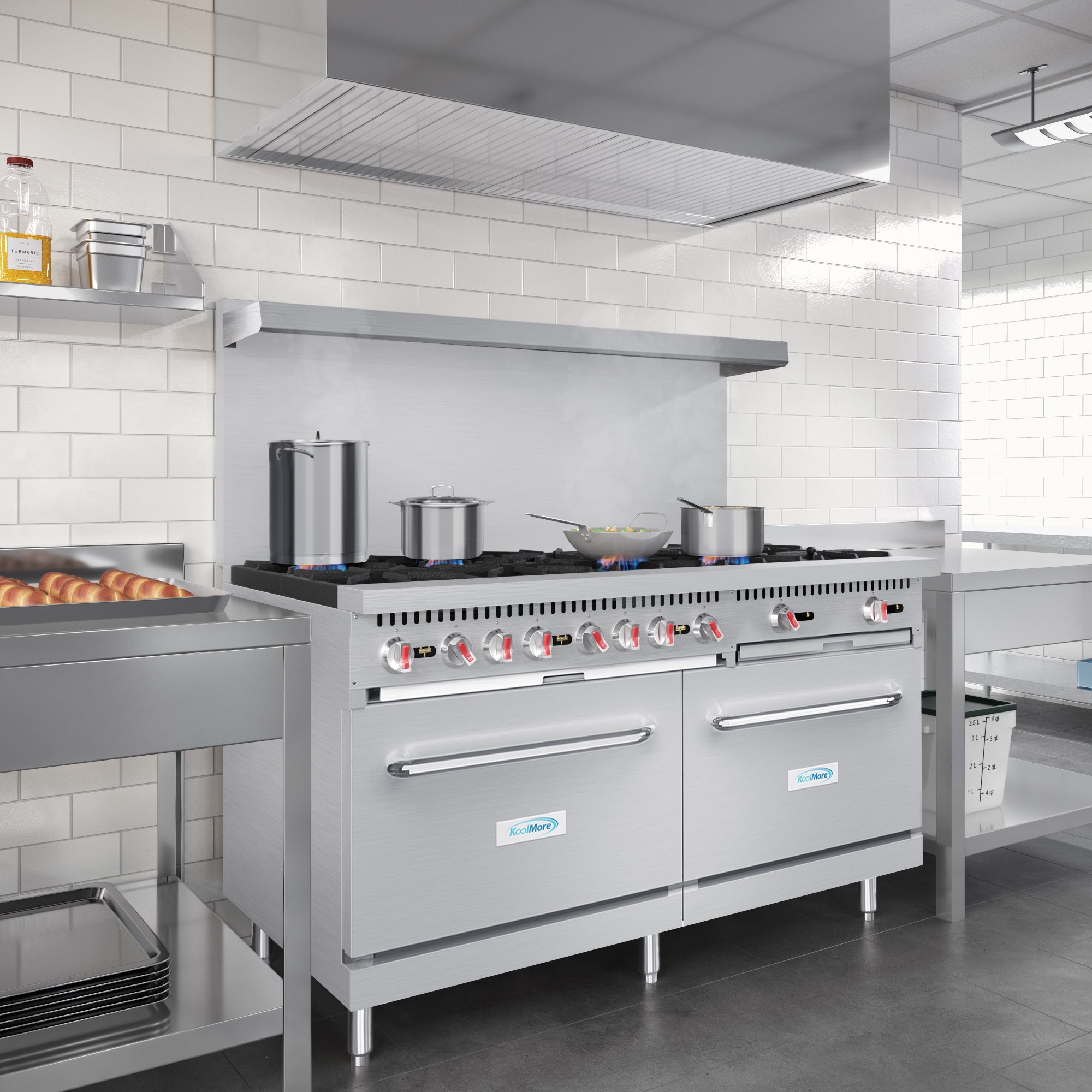 60 in. 10 Burner Commercial LP Range with Oven in Stainless-Steel