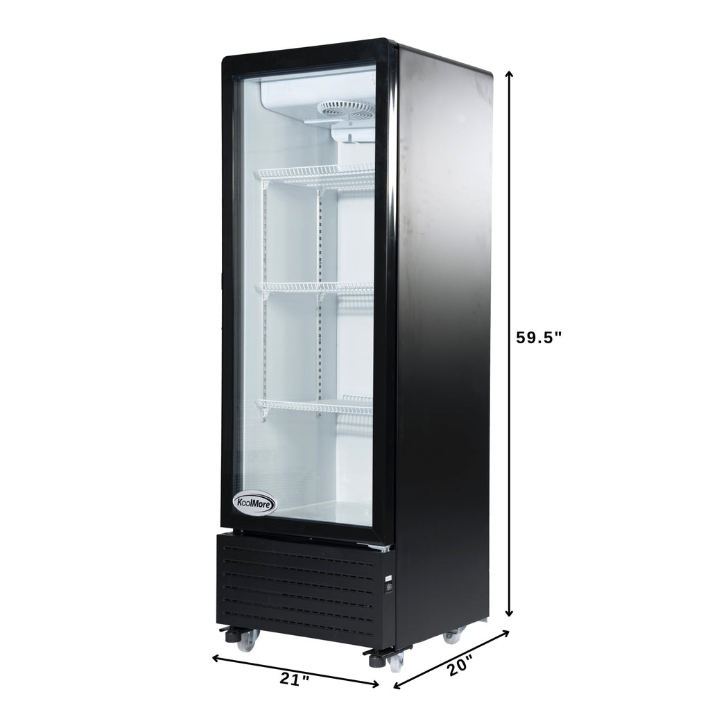 21 in. One Glass Door Commercial Display Merchandiser Refrigerator Cooler in Black, ETL Listed, 8 cu. ft.