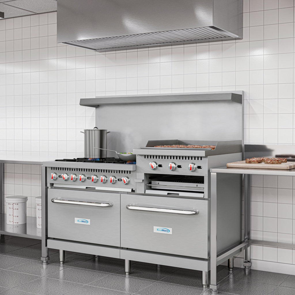 60 in. Commercial LP Range with 24 in. Griddle and Broiler in Stainless-Steel
