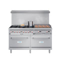 60 in. 6 Burner Commercial Natural Gas Range with 24 in. Griddle in Stainless-Steel