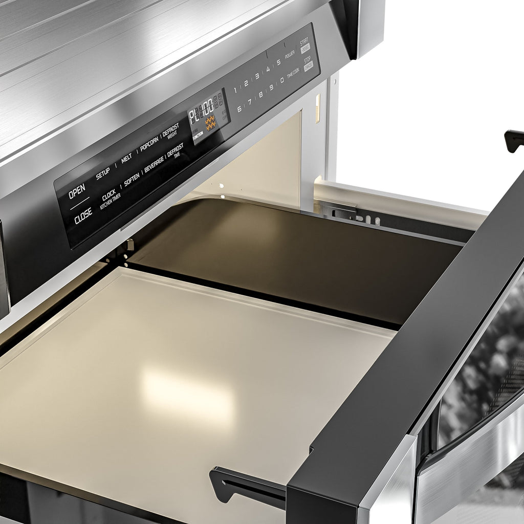 24 in. Stainless-Steel Microwave Drawer, Wall-Mounted with Flat Bottom,1.2 Cu. Ft.