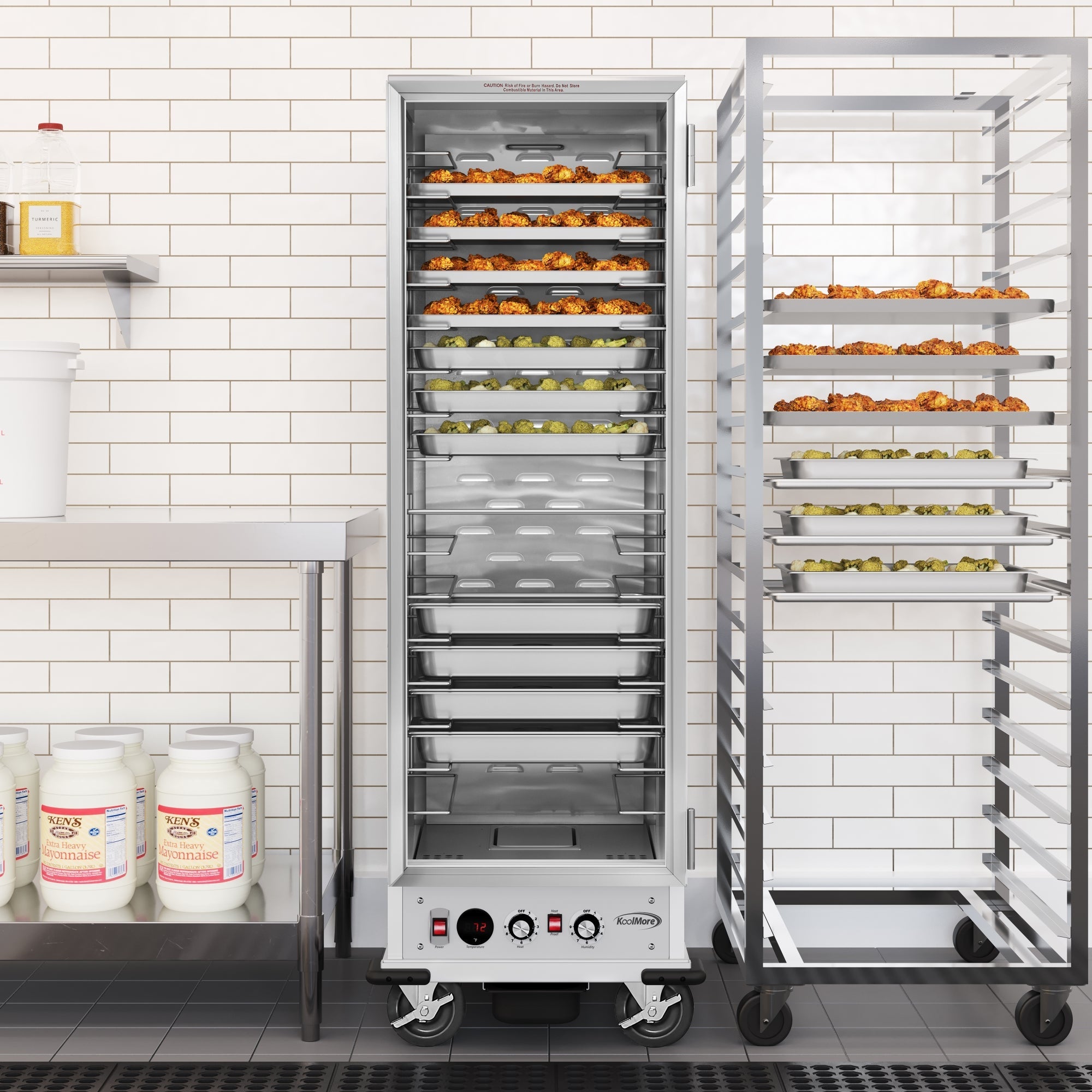 33 in. Commercial Non-Insulated Heated Holding/Proofing Cabinet with Glass Door and Wire Racks in Silver