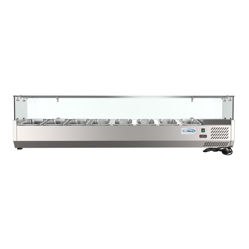 71 in. Eight Pan Refrigerated Countertop Condiment Prep Station