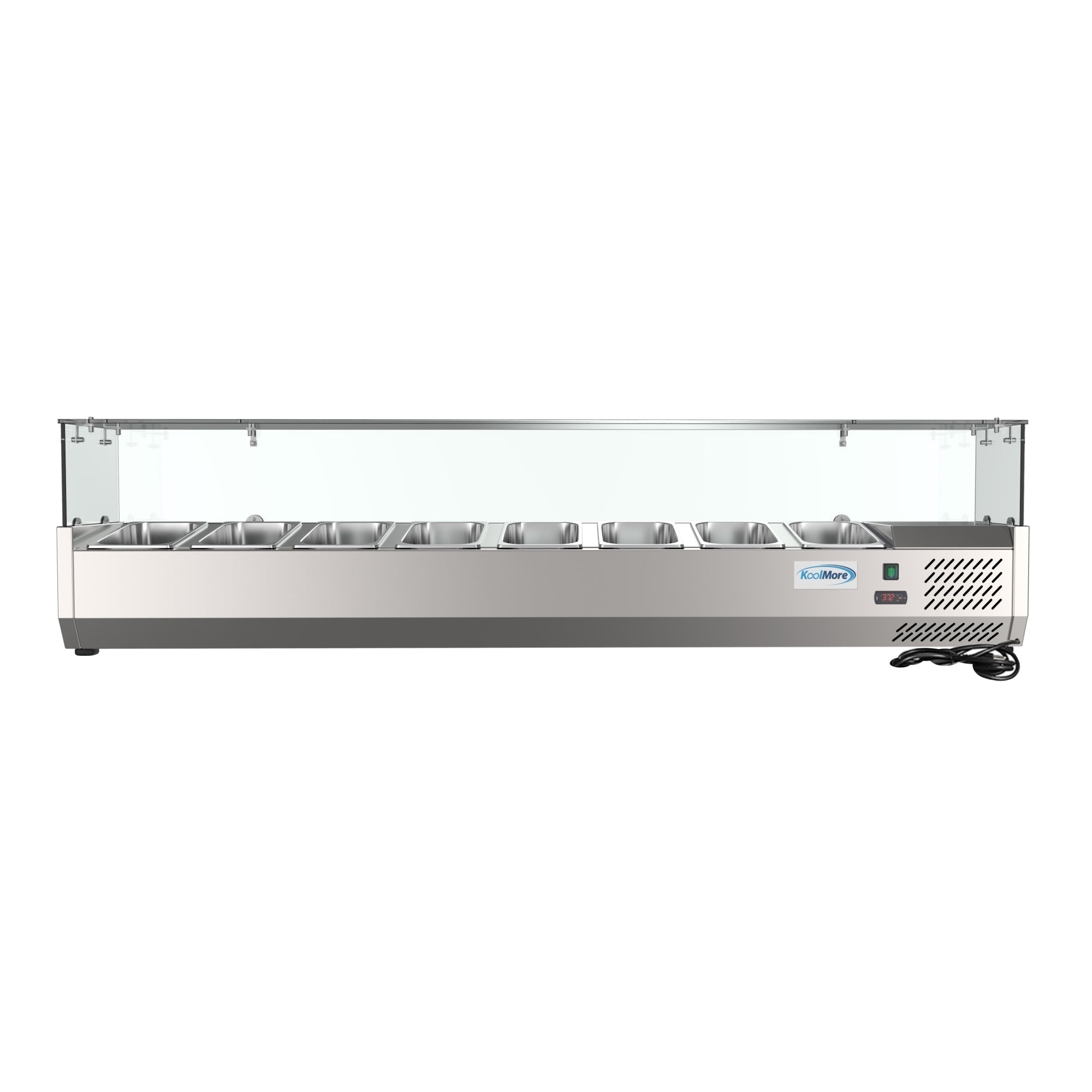 71 in. Eight Pan Refrigerated Countertop Condiment Prep Station