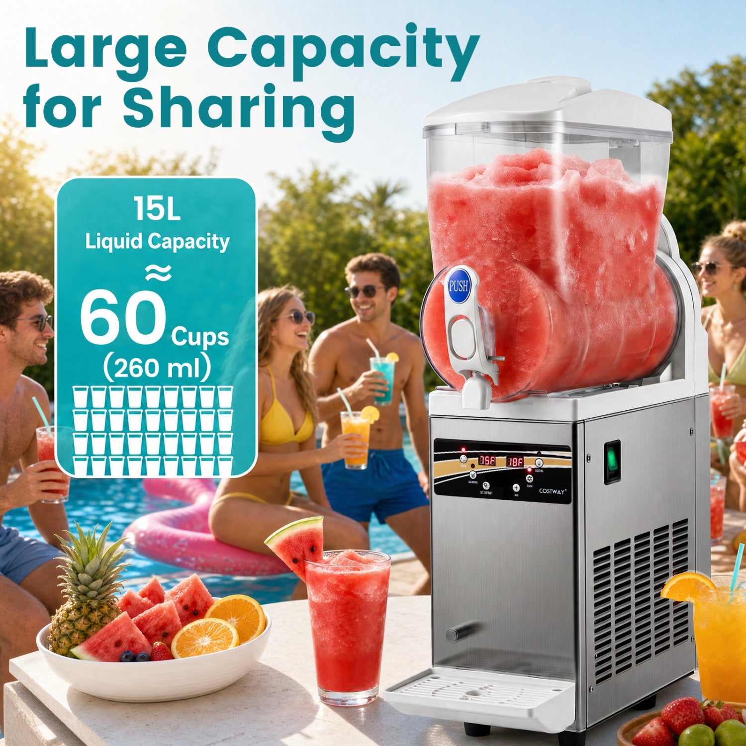 Costway Commercial Slushy Machine Single Tank 507 oz 41147230 New