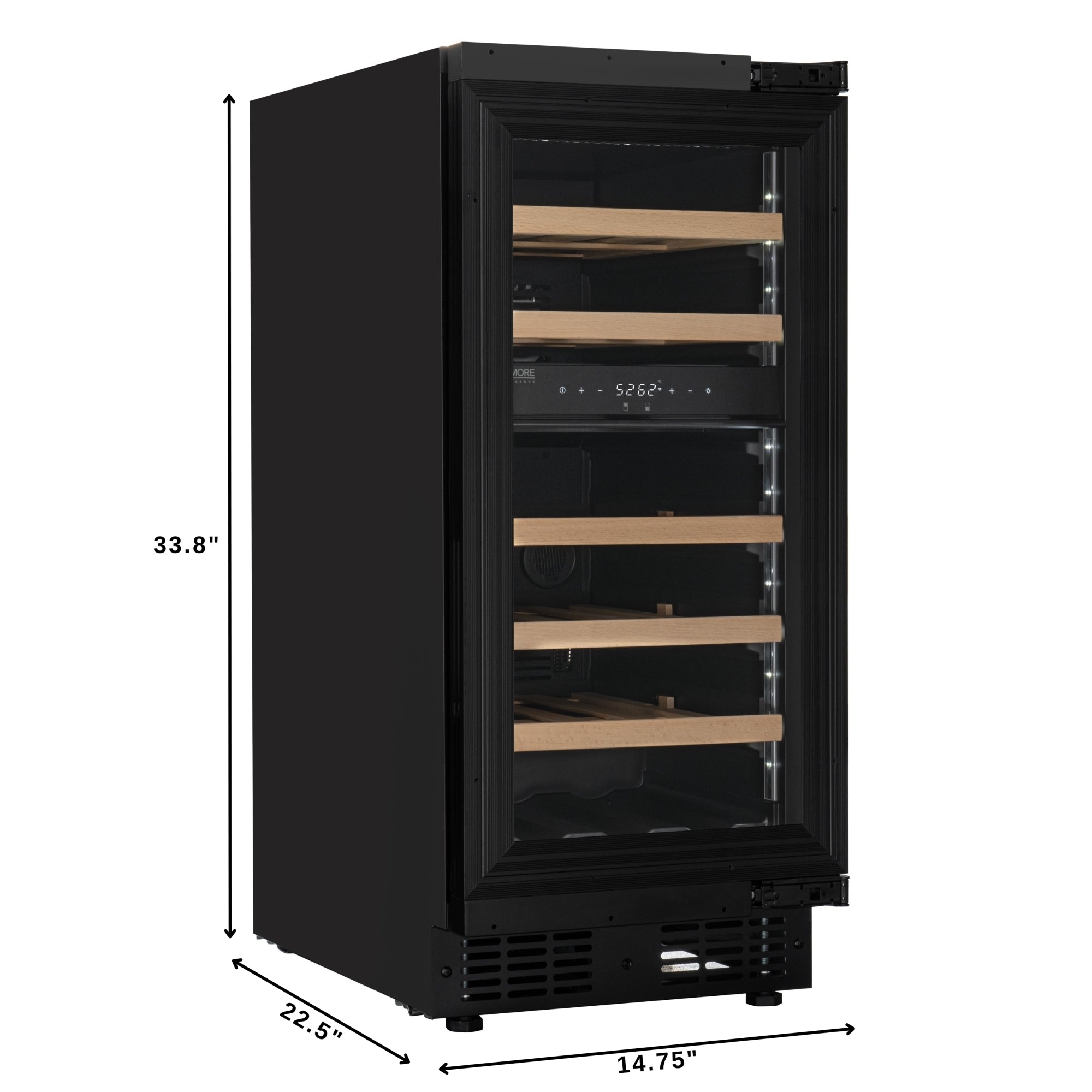 KoolMore Reserve 15 in. Under-Counter Panel Ready Dual Zone Built-in Wine Cooler with 23 Bottle Capacity and Wooden Shelves in Black