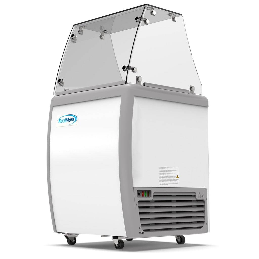 26 in. 4 Tub Ice Cream Dipping Cabinet Display Freezer with Sliding Glass Door and Sneeze Guard, 6 cu. ft.