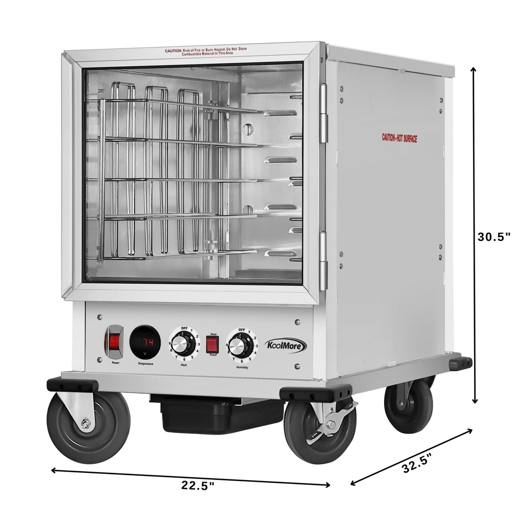 33 in. Commercial Half Size Non-Insulated 12-Pan Holding Cabinet with Wire Racks and Solid Dutch Doors in Silver