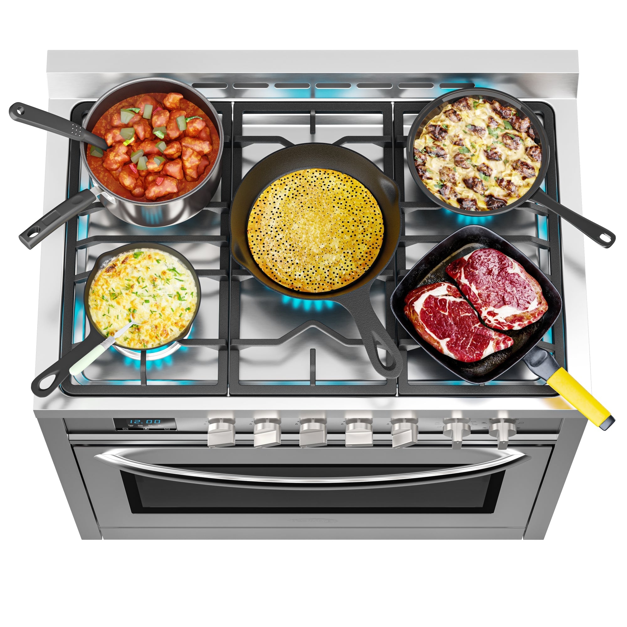 36 in. Professional Dual Fuel Range in Stainless Steel with Legs, 4.3 cu. ft.
