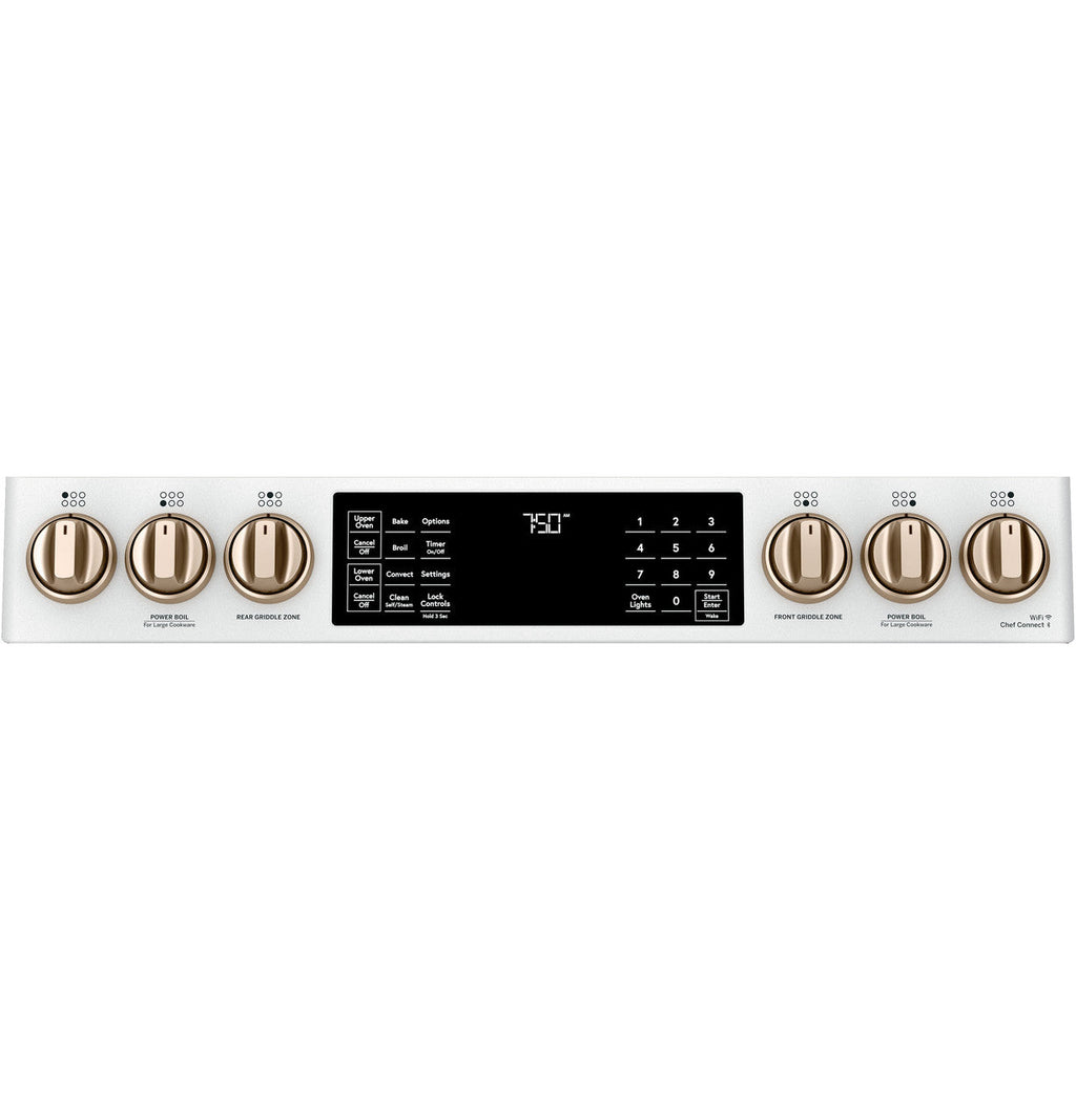 CAFÉ™ 30" Smart Slide-In, Front-Control, Gas Double-Oven Range with Convection