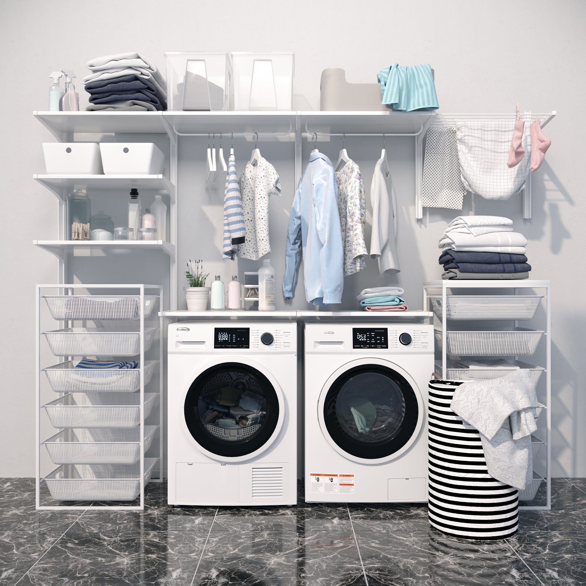 4.4 cu. ft. Large Capacity Stackable Ventless Front Load Dryer in White, 240V.
