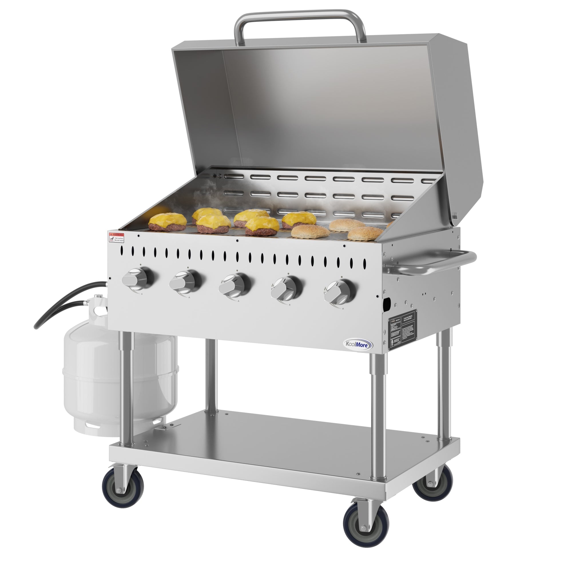 36 in. Commercial Outdoor Propane Gas Grill with Roll Dome Cover in Stainless Steel