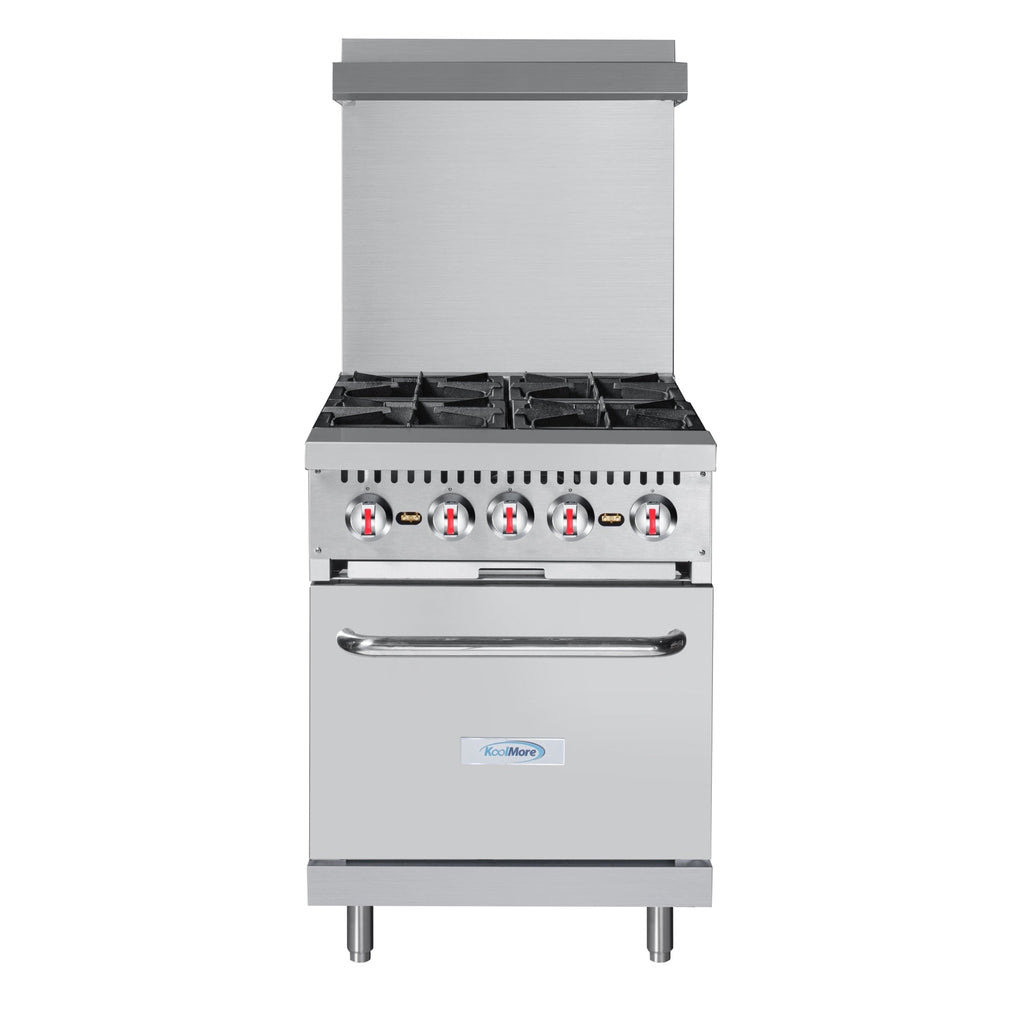 24 in. 4 Burner Commercial Natural Gas Range with Oven in Stainless-Steel