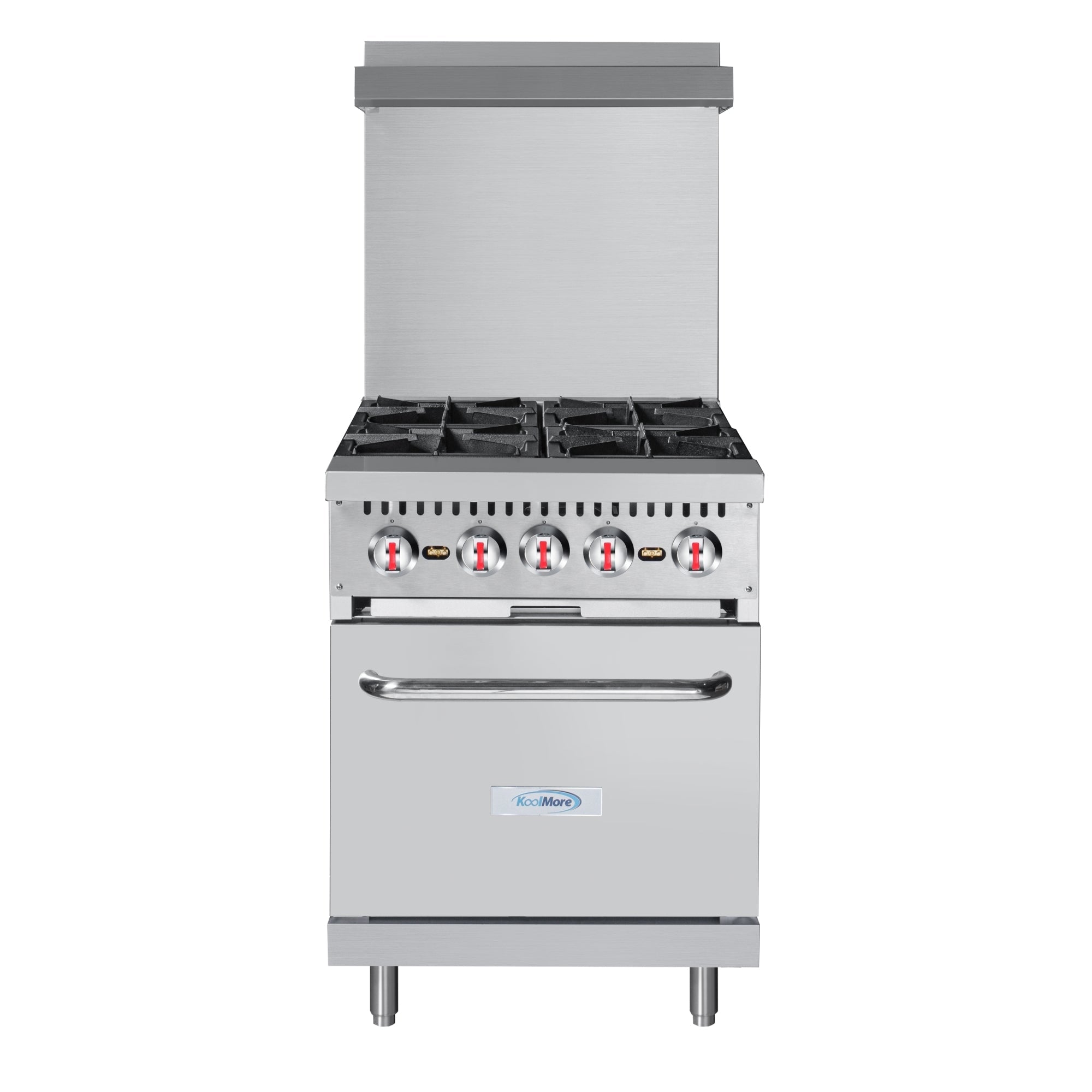 24 in. 4 Burner Commercial Natural Gas Range with Oven in Stainless-Steel
