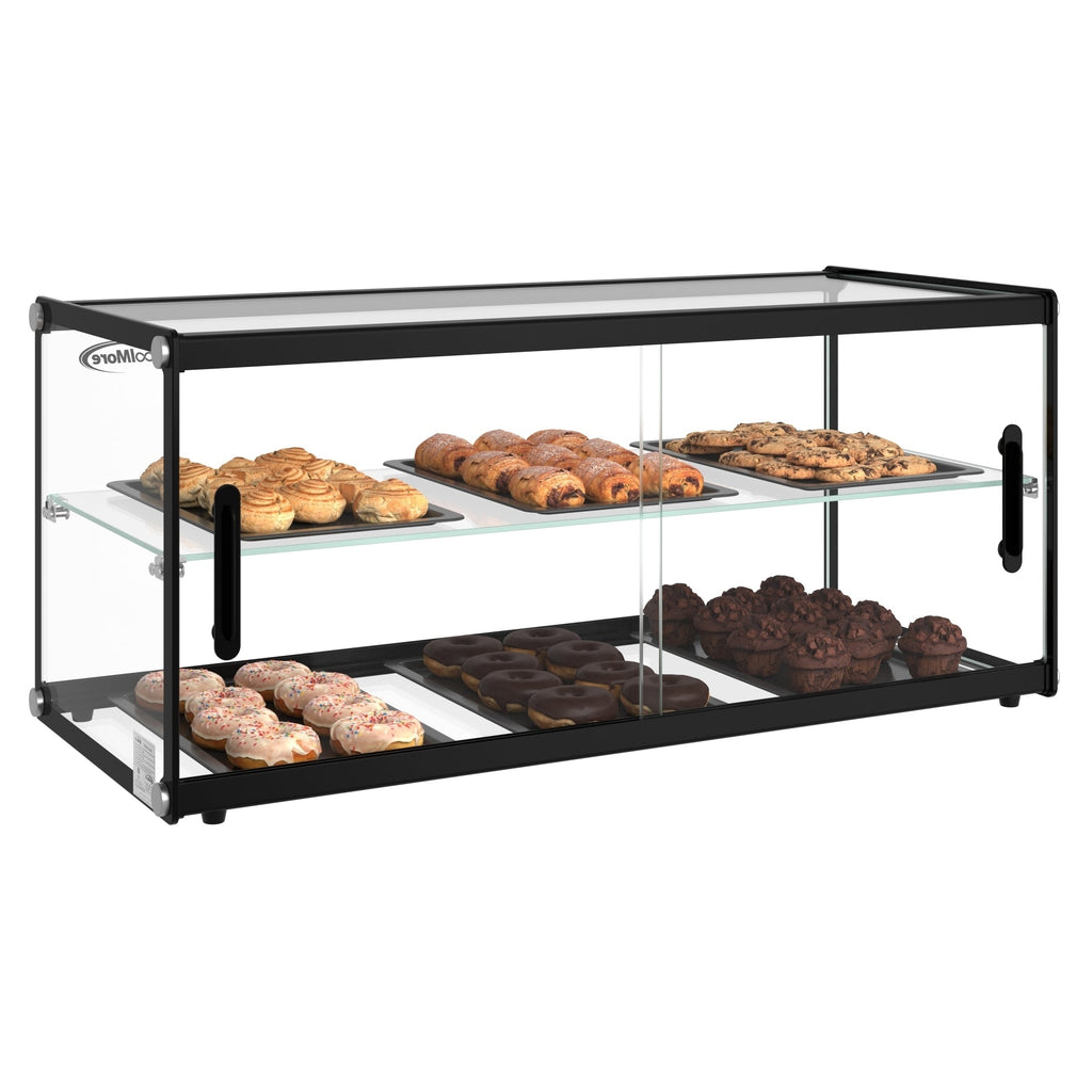 33 in. 2 Tiered Pastry Display Case With Shelf and Sliding Door, 3.2 cu. ft. Capacity, ETL Listed